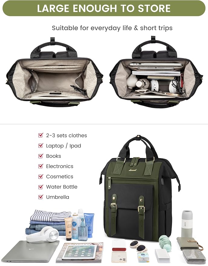 LOVEVOOK Laptop Backpack for Women Work Teacher Bag Travel Backpack, Stylish - Image 3