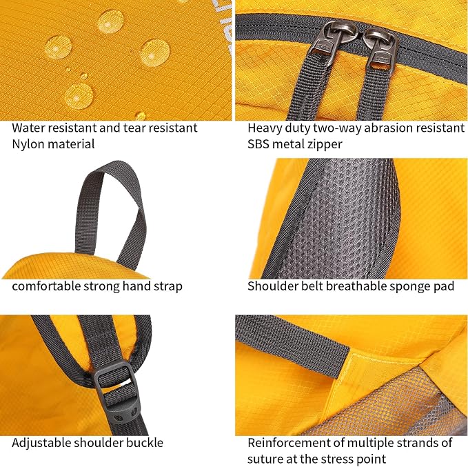 FENGDONG 35L Lightweight Foldable Waterproof Packable Travel Small Hiking - Image 4