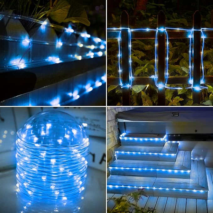 Solar Rope Lights, 66ft 200LED Solar String Lights, 8 Modes Waterproof Solar - Image 7