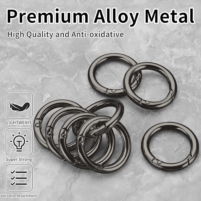 Gkeygo Key Ring Clip, 1 Inch Keychain Rings, 8 Pack Round Carabiner Clip - Image 2