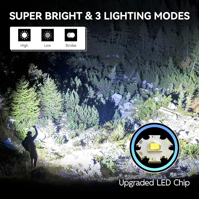 WdtPro Rechargeable Flashlights High Lumens, 1 Pack 10H Long Lasting Super - Image 3