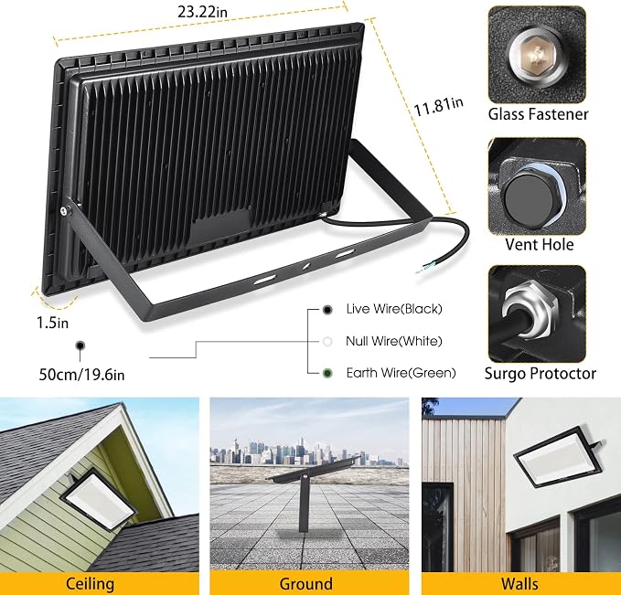 600W 2pack LED Stadium Flood Lights, 67500LM Super Bright LED Arena Outdoor - Image 2