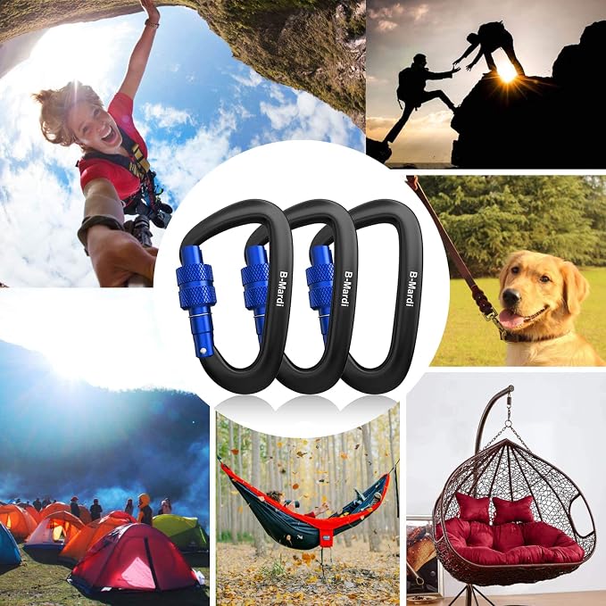 B-Mardi Carabiner Clips Heavy Duty 12kN-Lightweight Locking Carabiners - Image 4