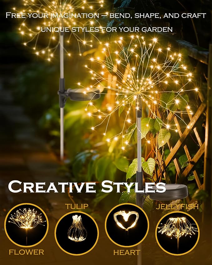 Solar Garden Lights Outdoor Yard Decorations, 4 Pack 150Leds Pathway Light - Image 7
