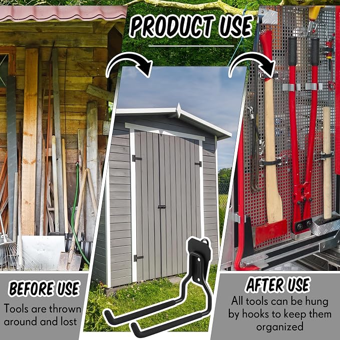 MorningRo 2 Pack Shed Accessories Multi Purpose Shed Hooks Metal Power Tool - Image 6