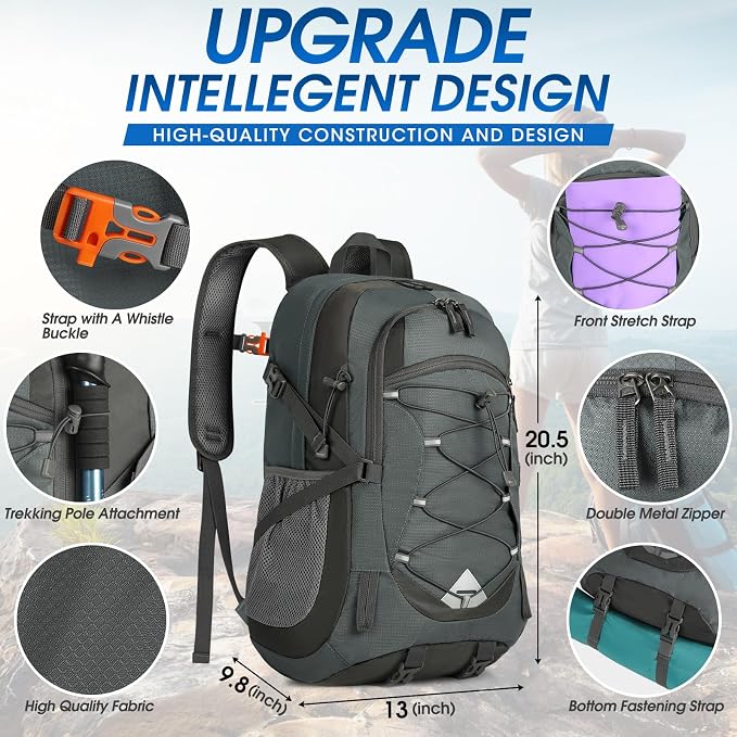 IGOLUMON Hiking Backpack 40L Packable Lightweight Camping Backpack Men Women - Image 2