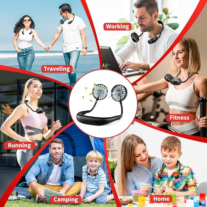 Portable Neck Fan Rechargeable Personal Hand-Free Fan Mini USB Wearable - Image 4