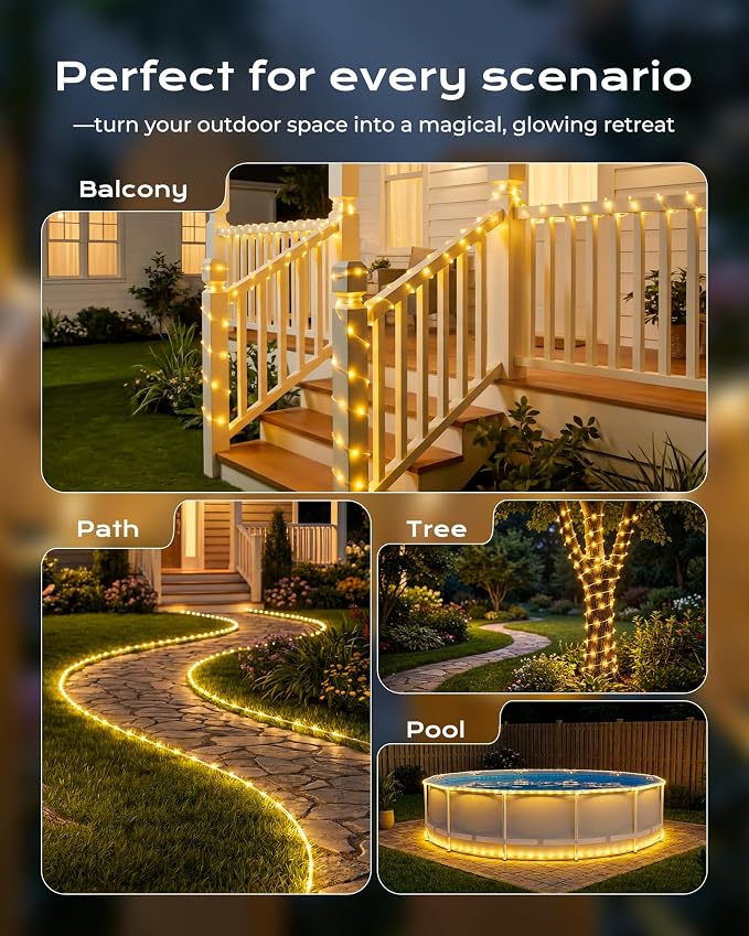 Brightown 2 Pack Solar Rope Lights, Total 78FT 200LED Warm White Solar String - Image 7