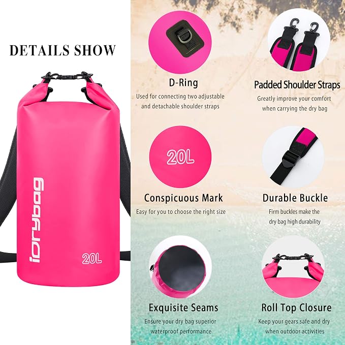 IDRYBAG Dry Bag for Kayaking Waterproof 2L/5L/10L/15L/20L, Small Dry Sack - Image 2
