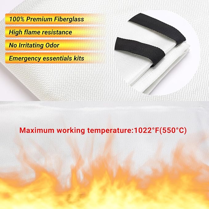 Heavy-Duty Emergency Fire Blanket, 2 Pack – Fireproof Fiberglass Blanket - Image 4