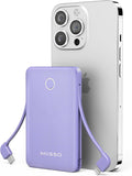 miisso 6000mah Ultra Slim Built in Cables Power Bank, Card Size Built in USB C by MIISSO