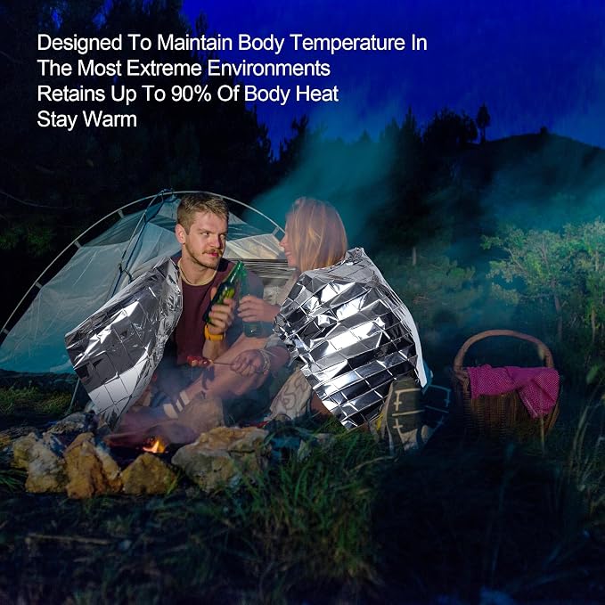 9 Pack Emergency Blankets, Outdoor Survival Emergency Insulated Gear, Mylar - Image 6