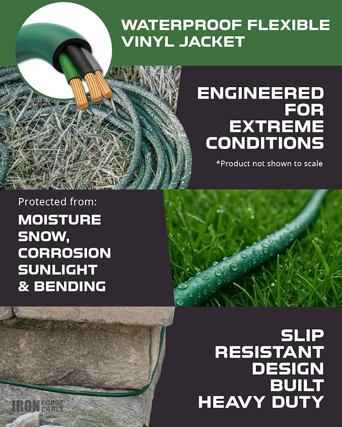 Iron Forge Cable 20ft Green Outdoor Extension Cord - Image 4