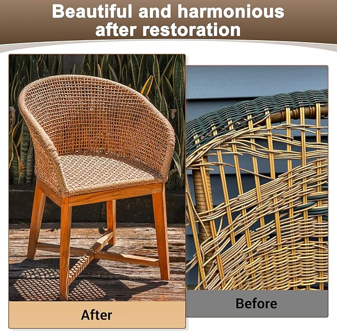 M METERXITY 1-Pack Wicker Repair Kit, 5mm x 33ft/10m Plastic Flat Rattan - Image 4