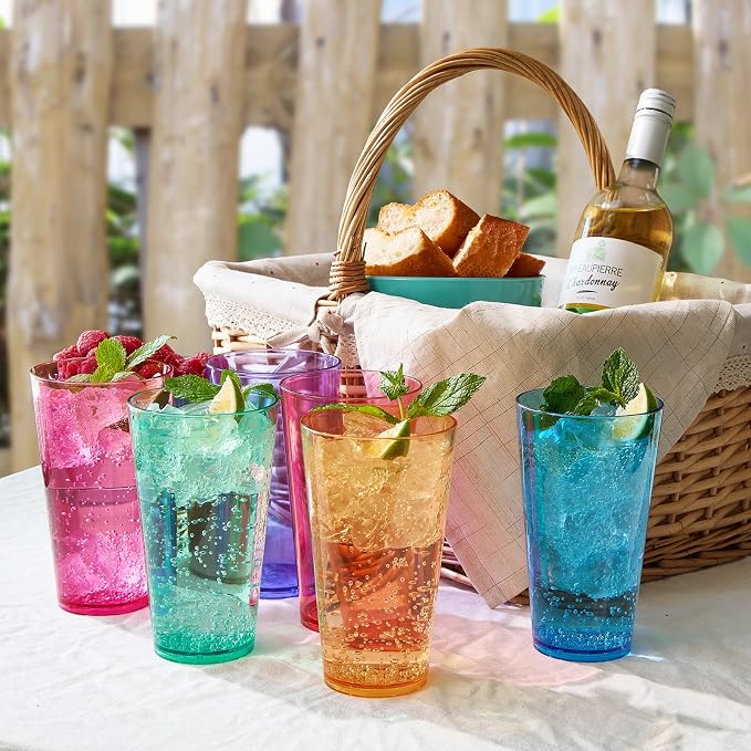 Khen Classic Plastic Reusable Drinking Glasses Restaurant Cups Style 20 oz - Image 5