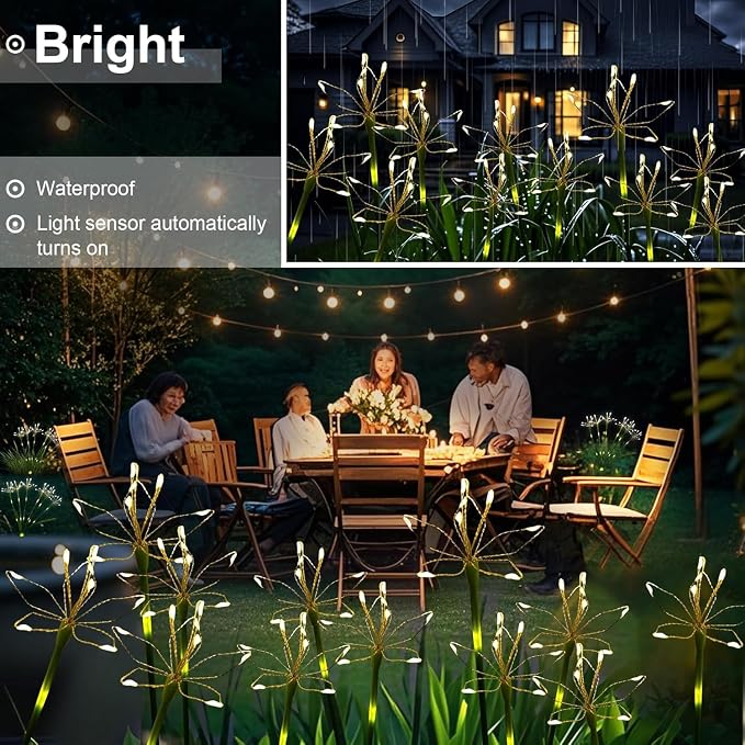 Solar Garden Lights Outdoor: Waterproof 6-Pack DIY Decorative Firework Lights - Image 2