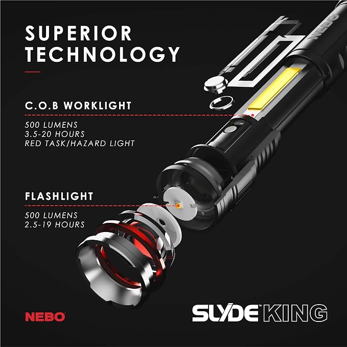 NEBO SLYDE KING Flashlight | High Lumens, Rechargeable COB Work Light & LED - Image 5