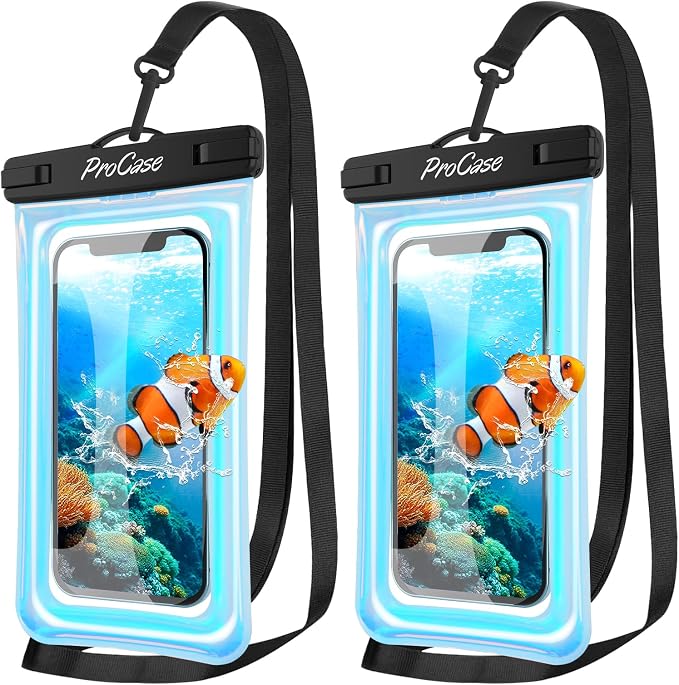 ProCase 2 Pack Floating Waterproof Phone Pouch IPX8, Universal Dry Bag Fits by ProCase