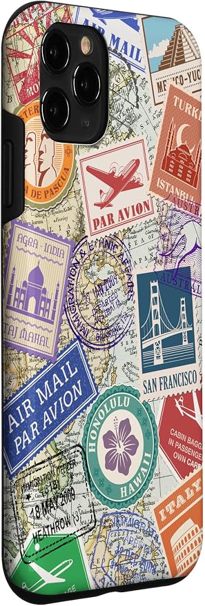 World Map Travel Passport Stamps Postage Stamp Case - Image 3