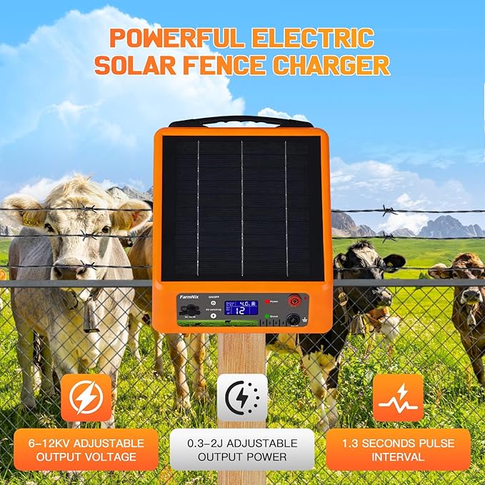 20 Miles Solar Powered Electric Fence, 6-12KV Adjustable Output Solar Charger - Image 4