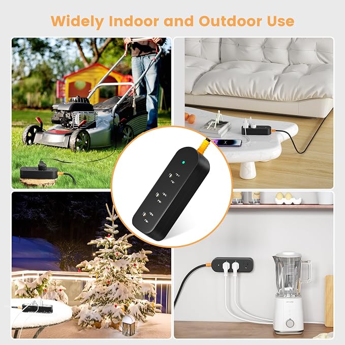 Outdoor Power Strip Weatherproof 6 FT Extension Cord Waterproof Surge Protector - Image 7