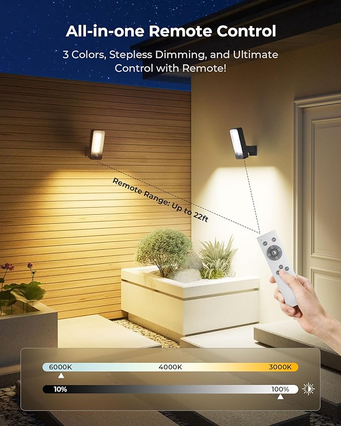 2 Pack Motion Sensor Outdoor Lights, 10000mAh Rechargeable Battery Operated - Image 6