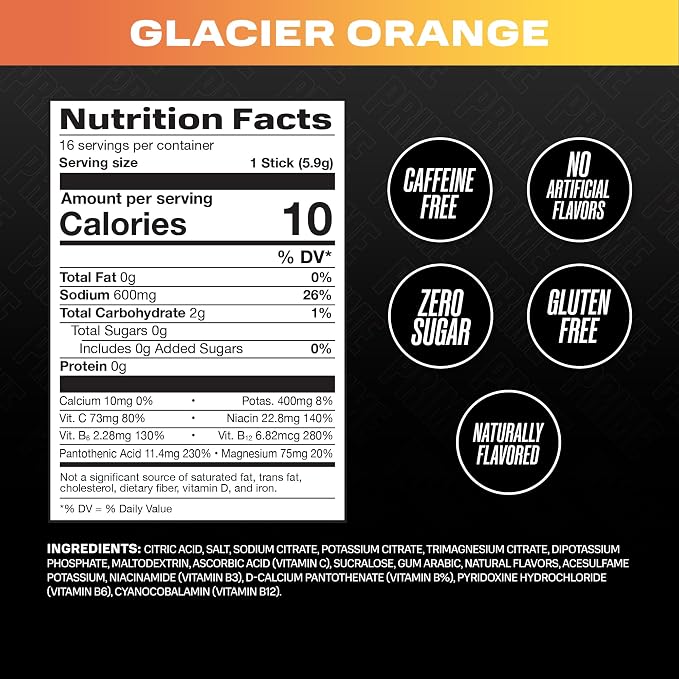 PRIME Rapid Rehydration Electrolyte Powder Sticks, Glacier Orange, Sugar Free - Image 2