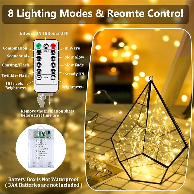 2-Pack 50 LED Fairy Lights Battery Operated - Image 3