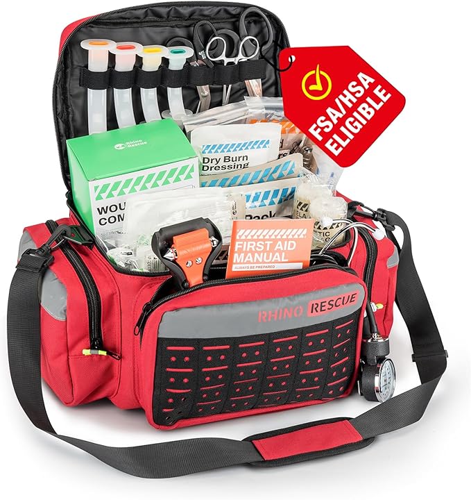 RHINO RESCUE First Responder First Aid Kit Fully-Stocked EMT Bag, Professional by RHINORESCUE