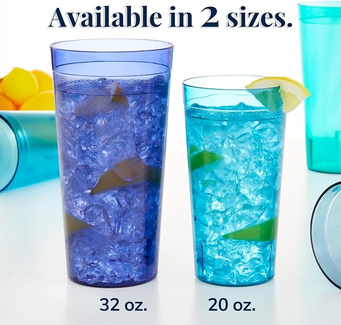 US Acrylic Cafe Plastic Reusable Tumblers 20-ounce Water Cups Coastal Colors | - Image 3