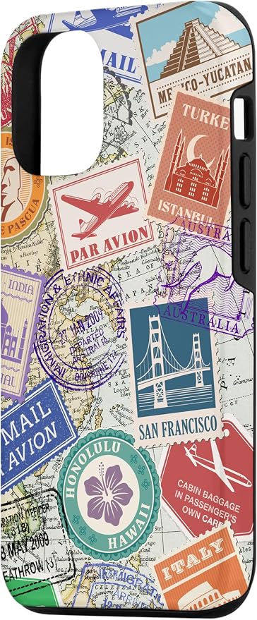 World Map Travel Passport Stamps Postage Stamp Case - Image 2