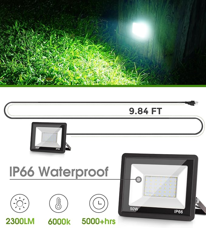 L LOHAS LED Dusk to Dawn Floodlight Outdoor, 50W Auto On/Off 6000K Daylight - Image 3