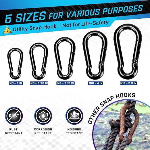 PAMAZY 2Pcs 4In Spring Snap Hooks 700LBS Capacity, Carabiner Clip, Heavy Duty - Image 6