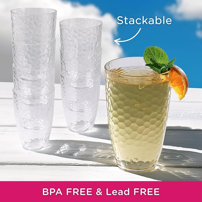 Kate Aspen Clear Hammered Acrylic Cups - Image 3