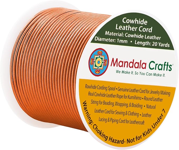 Mandala Crafts Round Genuine Copper Leather Cord by MandalaCrafts