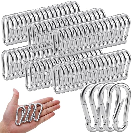 200Pack M5 Spring Snap Hooks Carabiner, 3/16" Heavy Duty Carabiner Clips Chain by REDOVANT