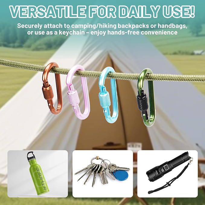 Multi-Pack Aluminum Carabiner Clips, Outdoor Activities - Image 5