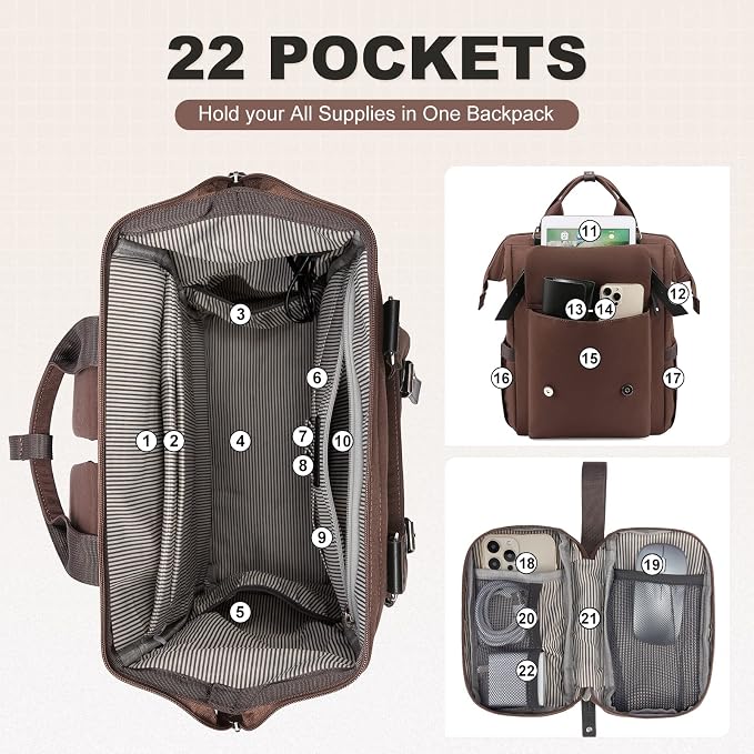 LOVEVOOK Laptop Backpack for Women Work Travel Commuter Backpack Business - Image 2