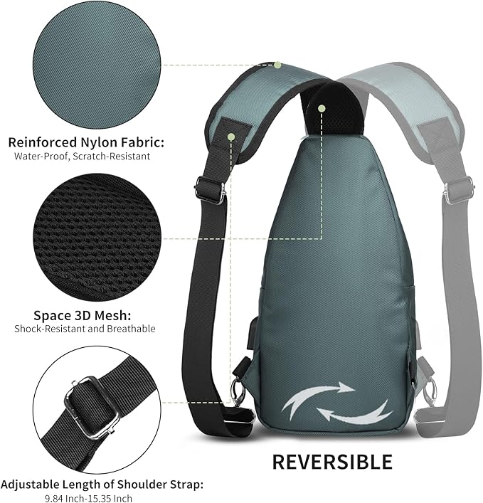 AMJ Crossbody Sling Bag Men Women, Casual Shoulder Backpack, Chest Daypack - Image 4