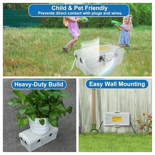 NineLeaf Outdoor Electrical Box, Weatherproof Connection Box w/6 Cable Entry - Image 4