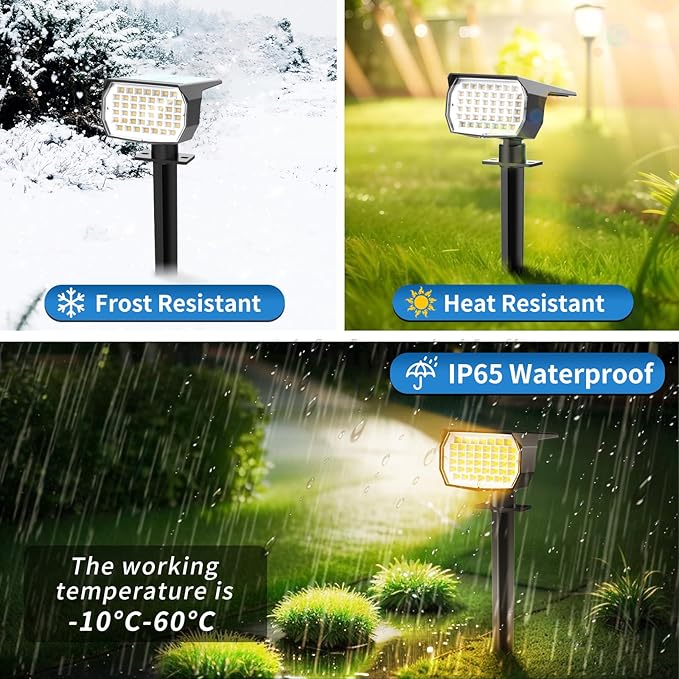 Tadyreal Solar Spot Lights Outdoor 2 Pack, Solar Landscape Spotlights Waterproof - Image 5