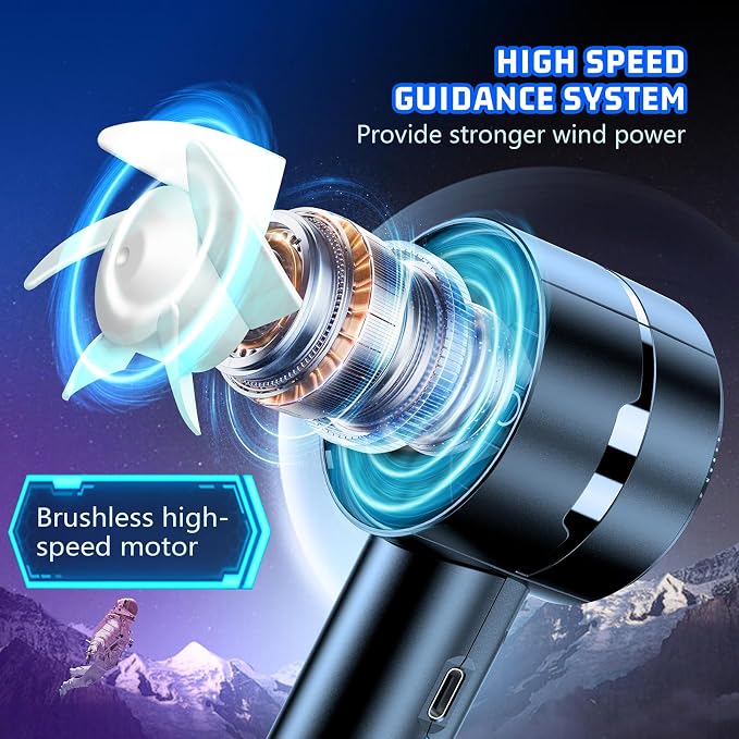 Portable High Speed Mini Handheld Fan, USB Rechargeable Neck Personal Mini Fan - Image 3