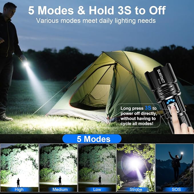 Sunitact Flashlights High Lumens Rechargeable - Image 6