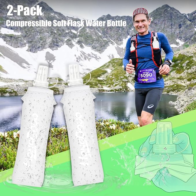 2PCS Running Vest Soft Flask, BPA-Free Soft Flasks 17oz/500ml TPU Collapsible - Image 4