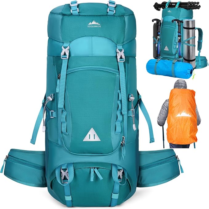 IGOLUMON 60L Hiking Backpack Waterproof Camping Backpack by IGOLUMON