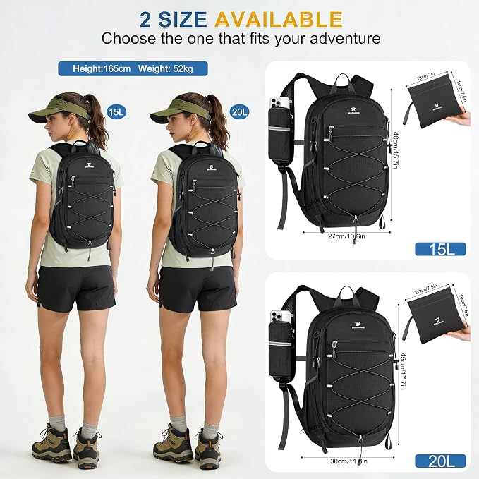 BECOJADDE Hiking Backpack 15L Small Backpack Packable Day pack Water Resistant - Image 6