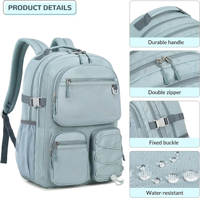 Lohol Multi-Pocket Backpack for Travel College, Heavy Duty Big Bookbag - Image 7