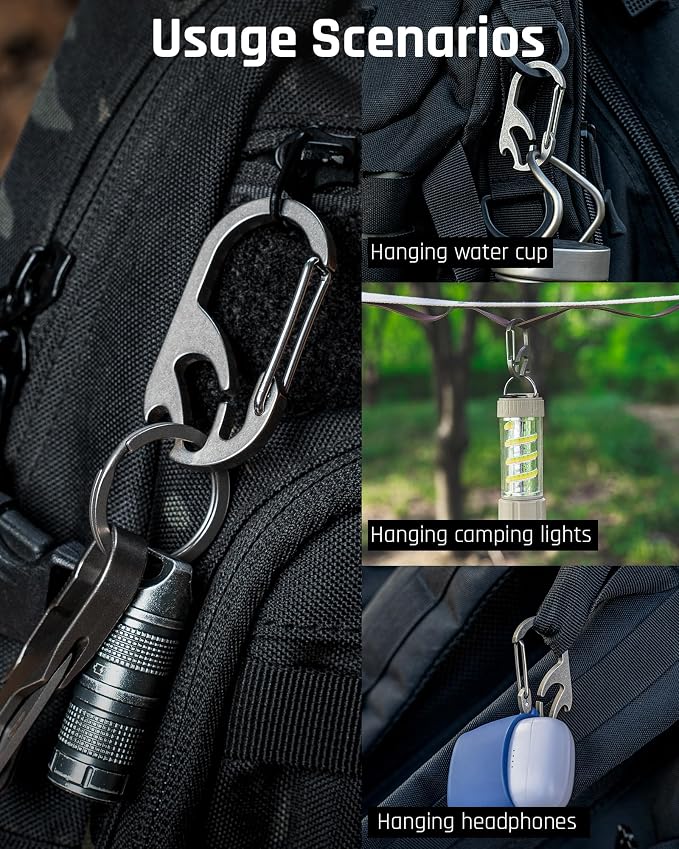 TISUR Titanium Carabiner Keychain Clip, Anti-Lost Key Ring Holder, Self-Locking - Image 7