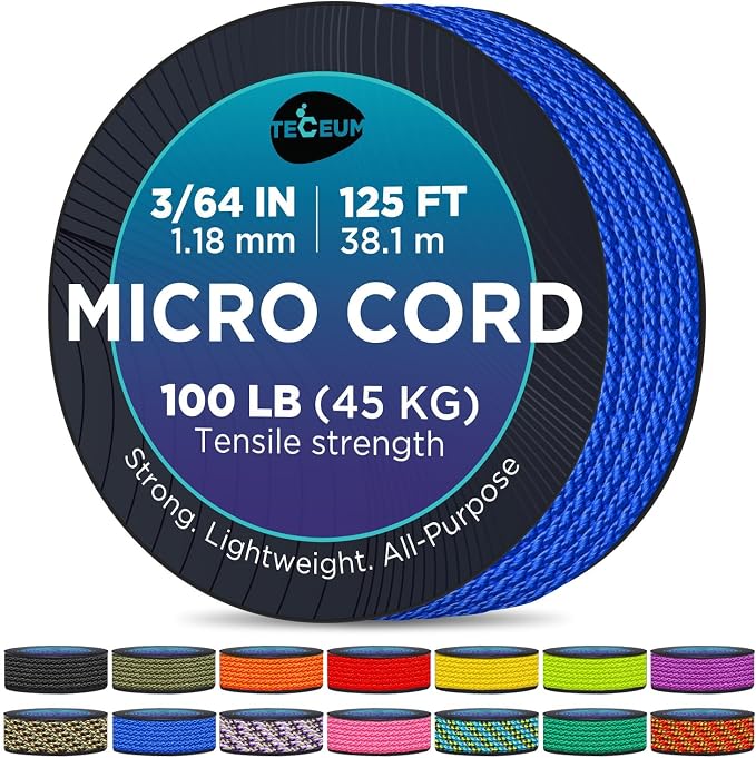 TECEUM Micro Paracord – 1.18 mm X 125 ft – Micro Utility Cord – Thin Braided by TECEUM