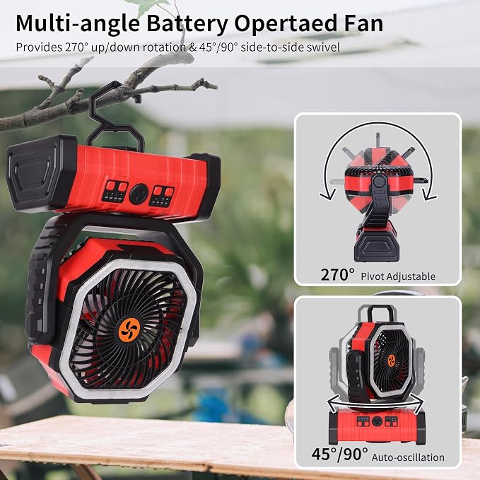 Battery Powered Fan Portable, 20000mAh Rechargeable Camping Fan - Image 3